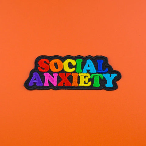 Rainbow social anxiety iron on patch