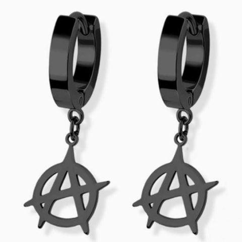 Earrings - Huggies - Anarchy - Black/Silver