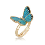 Adjustable Blue Butterfly Ring