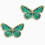 Butterfly Stud Earrings - Green