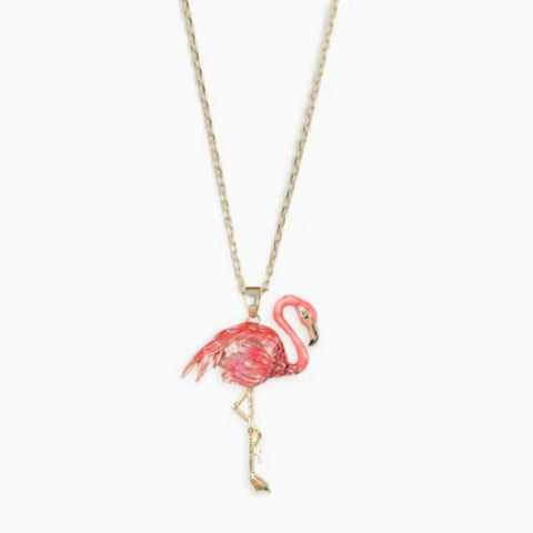 pink and gold flamingo necklace 