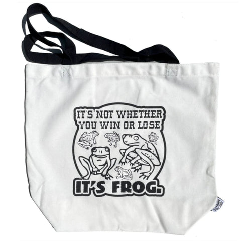 Win or lose its frog white cotton tote bag