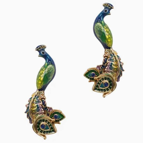 peacock earrings gold plated