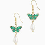 green butterfly earrings