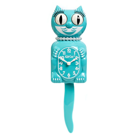 Cat Clock - Turquoise Pearls