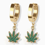 dope leaf earrings huggies