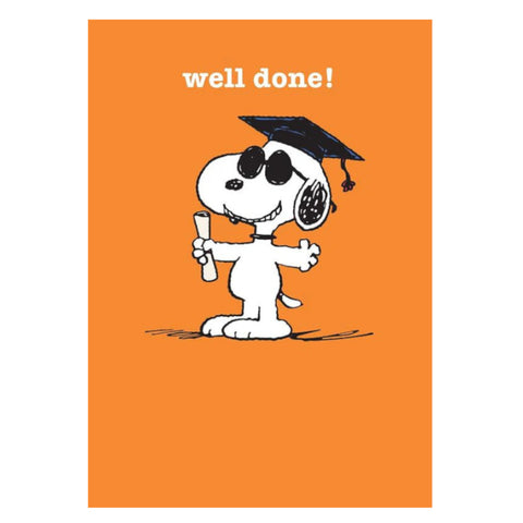 snoopy graduation card well done
