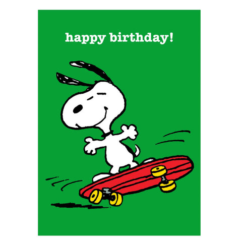 skateboarding birthday card snoopy